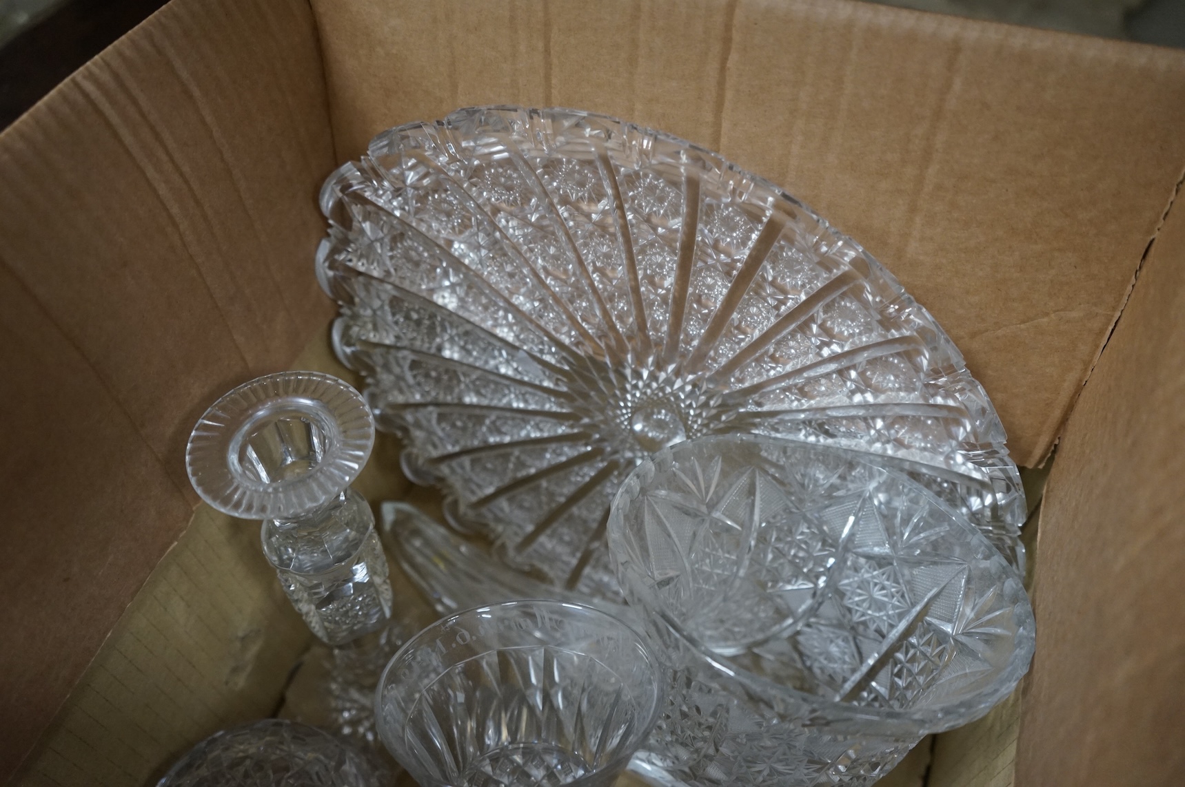 A quantity of deep cut crystal glassware